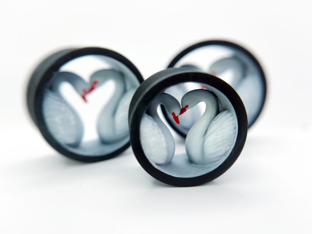 lovers chanting two swans in love gothic handmade ear plugs for stretched ears