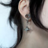 spike bomb silver earring - ear tunnel charm inside a 14mm ear tunnel