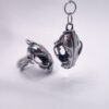 a pair of silver ear tunnel charms - tiger skull