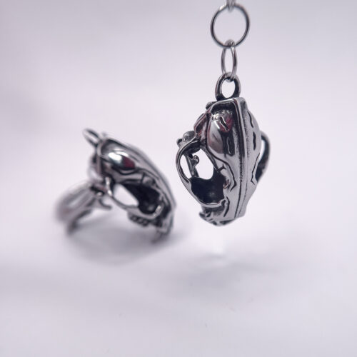 a pair of silver ear tunnel charms - tiger skull