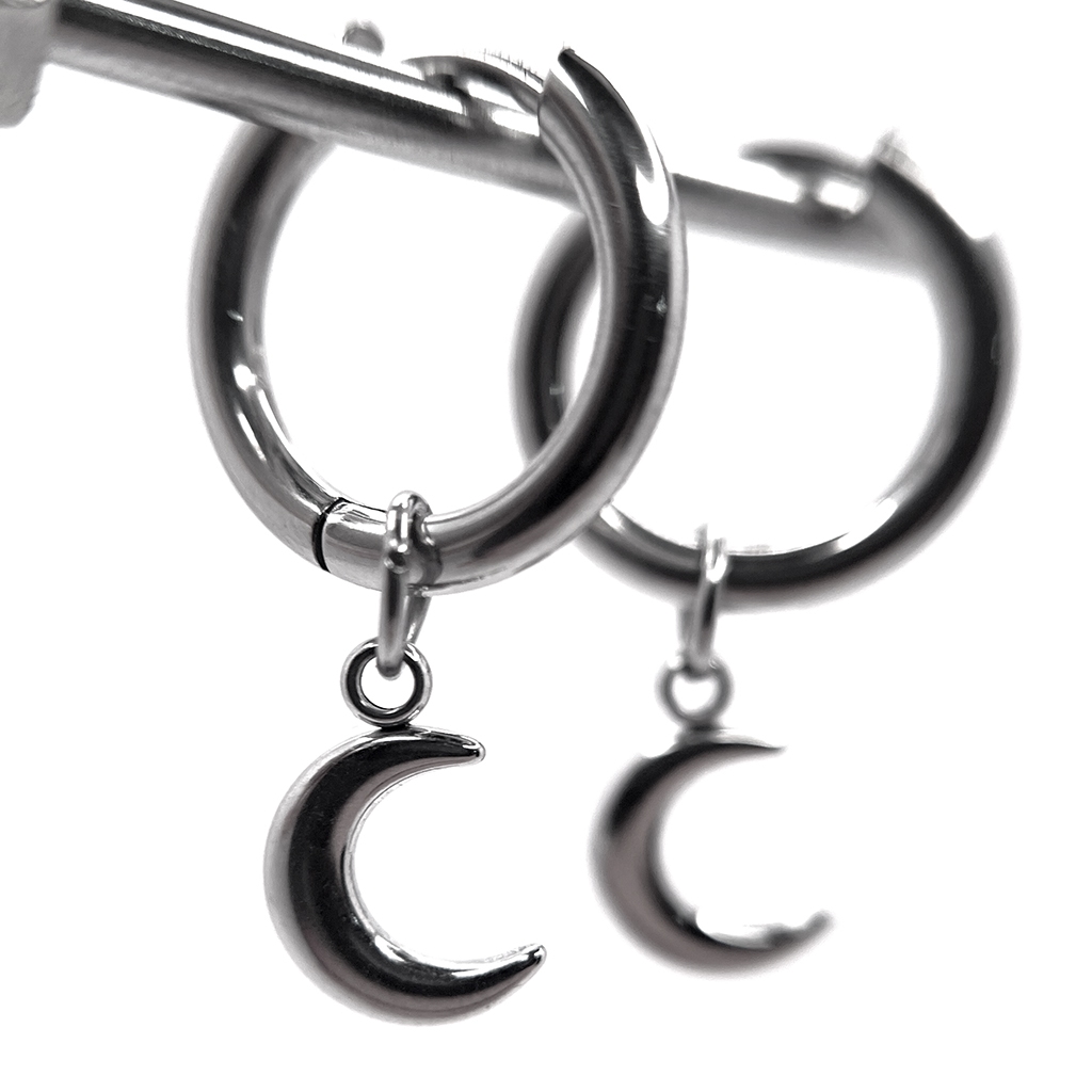 Crescent moon ear tunnel charms for people with ear tunnels