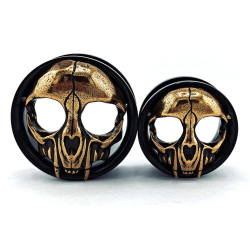 Cat Skull Steel Ear Tunnel Earrings